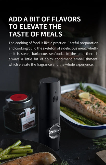 Electric Stainless Steel Spice Grinder with LED Light & Charging Base