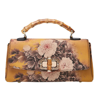 Johnature Vintage Floral Satchel Handbag