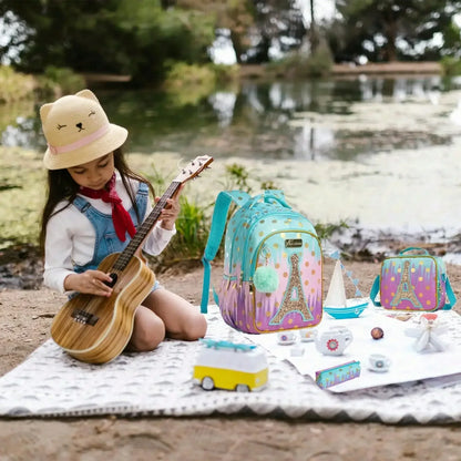 Girls 3-Piece School Backpack Set with Lunch Bag & Pencil Case