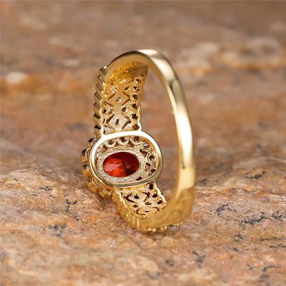 Red Crystal Oval Stone Ring