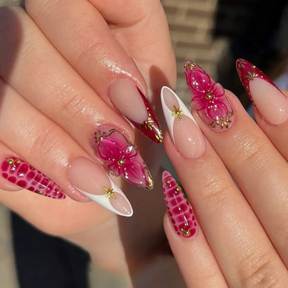 Long Almond Press On False Nails Set