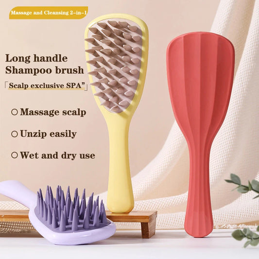Long Handle Silicone Scalp Massage Shampoo Brush