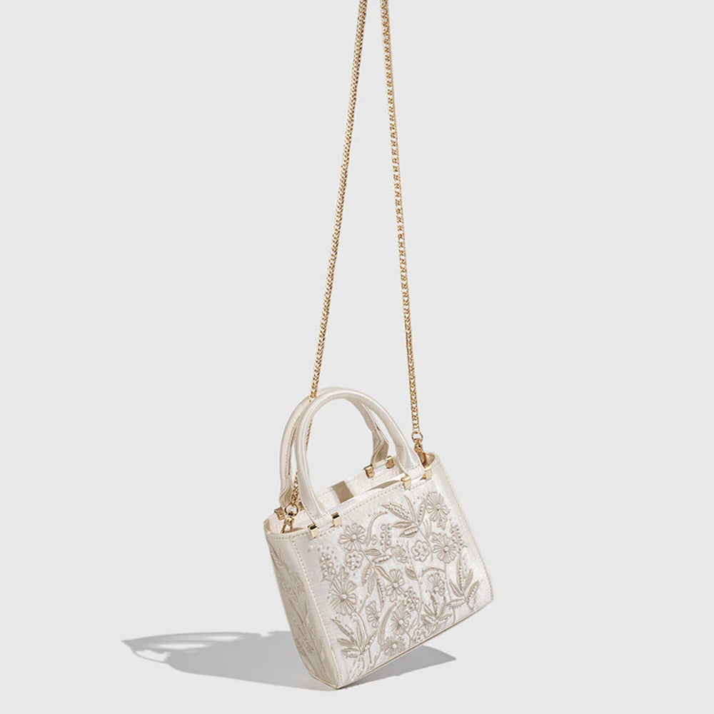 Pearl Beaded Mini Tote Bag
