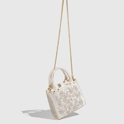 Pearl Beaded Mini Tote Bag