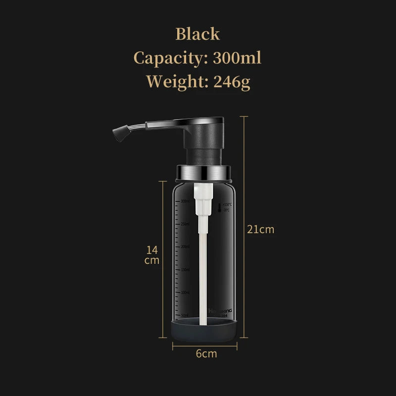 Glass Pump Sauce Dispenser Bottle
