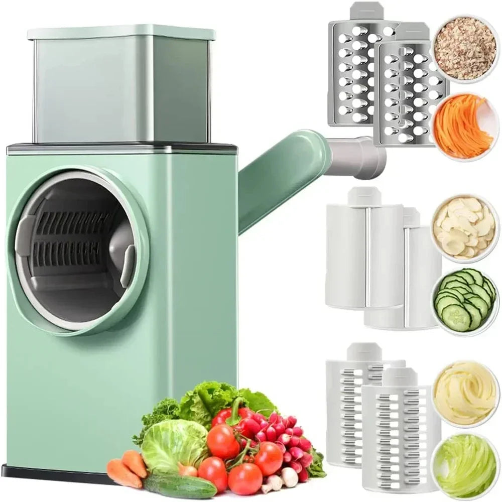 Rotary Vegetable Chopper with 3 Stainless Steel Blades