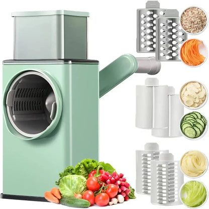 Rotary Vegetable Chopper with 3 Stainless Steel Blades