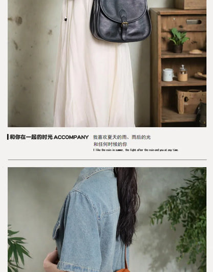 Genuine Leather Retro Saddle Crossbody Bag