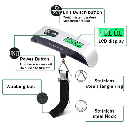 50kg/110lb Portable Electronic Hand Luggage Scale