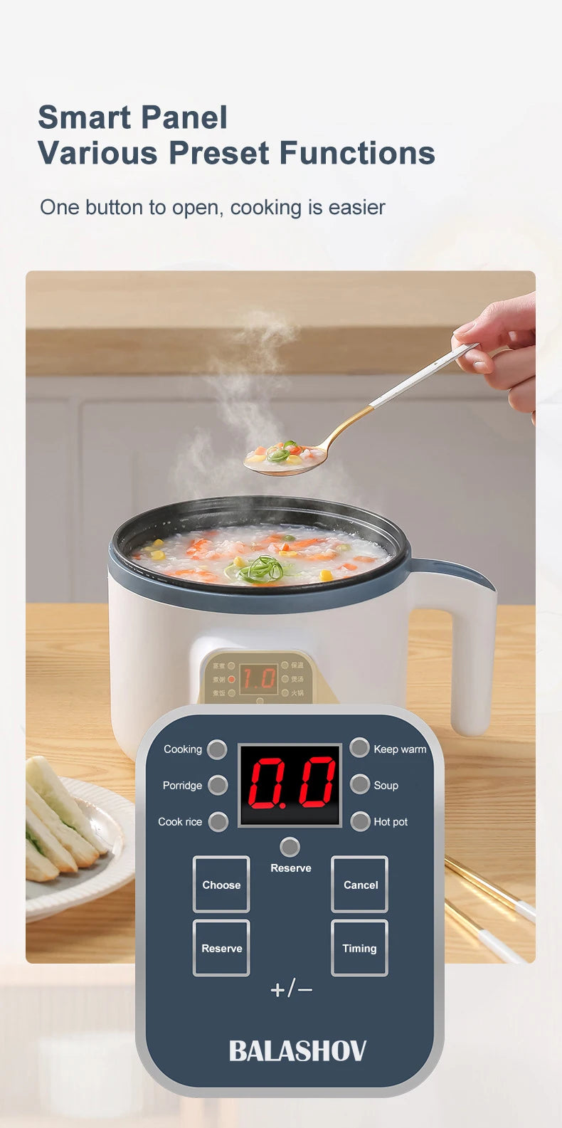 Compact Electric Rice Cooker & Food Steamer
