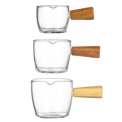 Wooden Handle Glass Measuring Cup