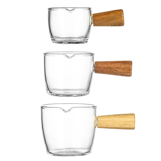 Wooden Handle Glass Measuring Cup