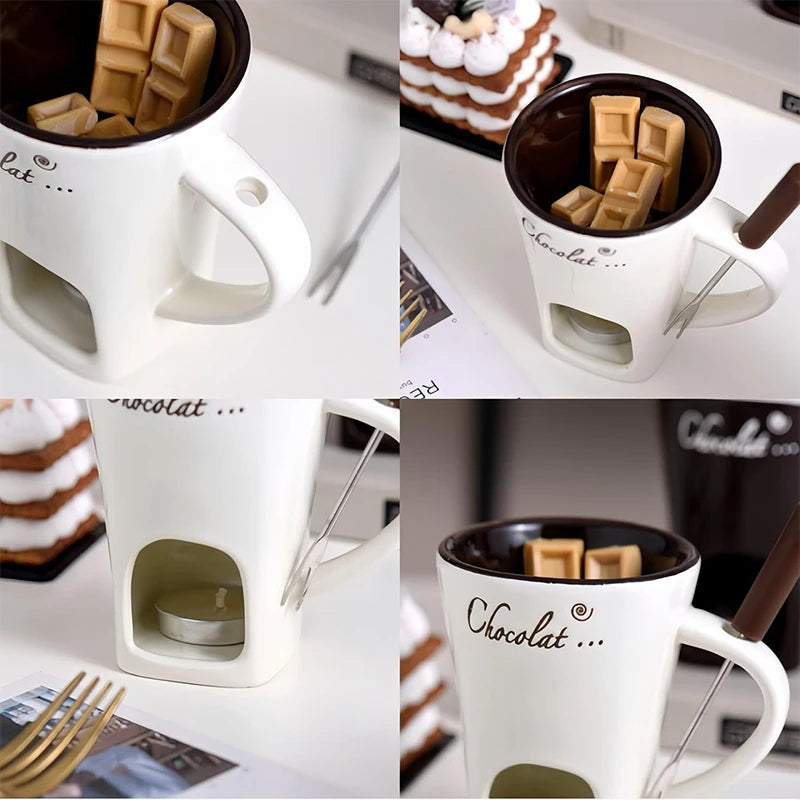 Ceramic Chocolate Fondue Mug Set