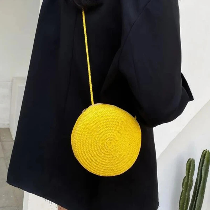 Round Straw Crossbody Bag