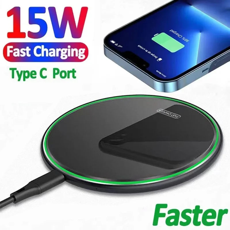 15W Fast Wireless Charging Pad with LED Indicator