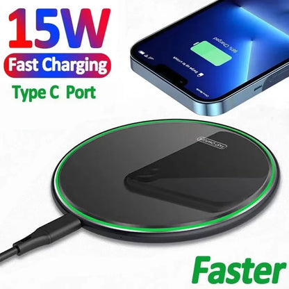 15W Fast Wireless Charging Pad with LED Indicator
