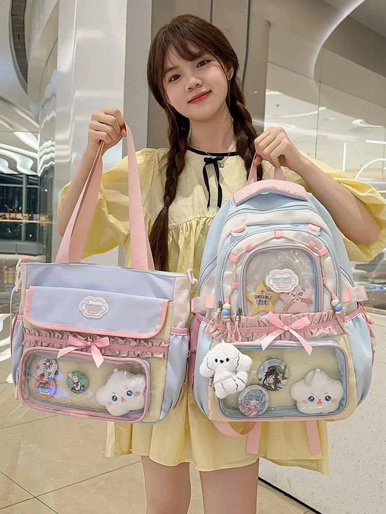 Large Capacity Girls School Backpack Set