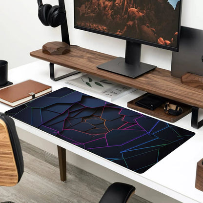 Extended Geometric Gaming Mouse Pad with Non-Slip Base