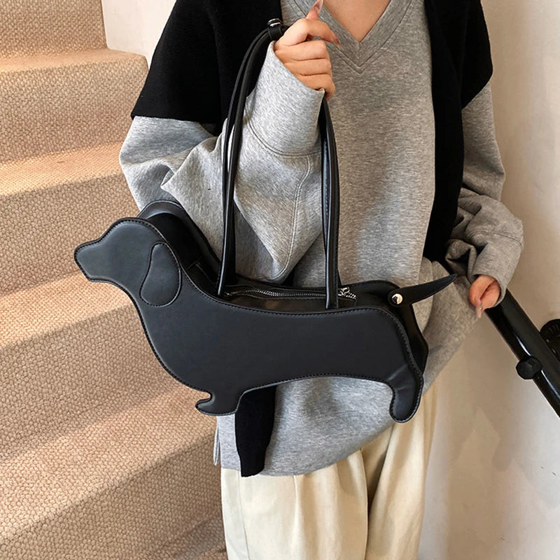 Dachshund Shaped PU Leather Shoulder Bag