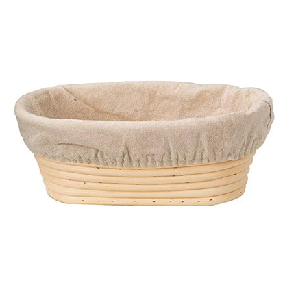 Oval Rattan Banneton Proofing Basket for Sourdough Bread with Washable Linen Liner