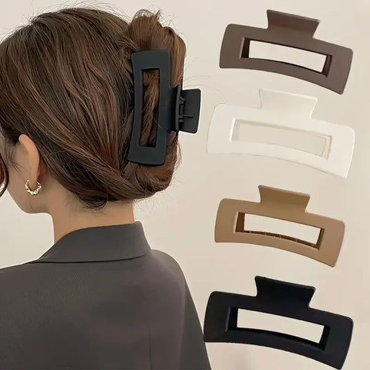 Solid Color Square Hair Claw Clips Set