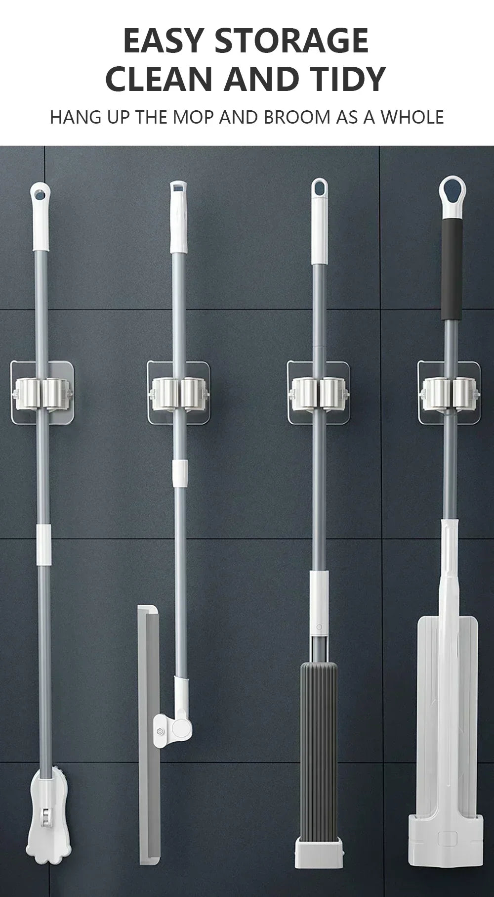 Wall Mounted Mop & Broom Holder Set