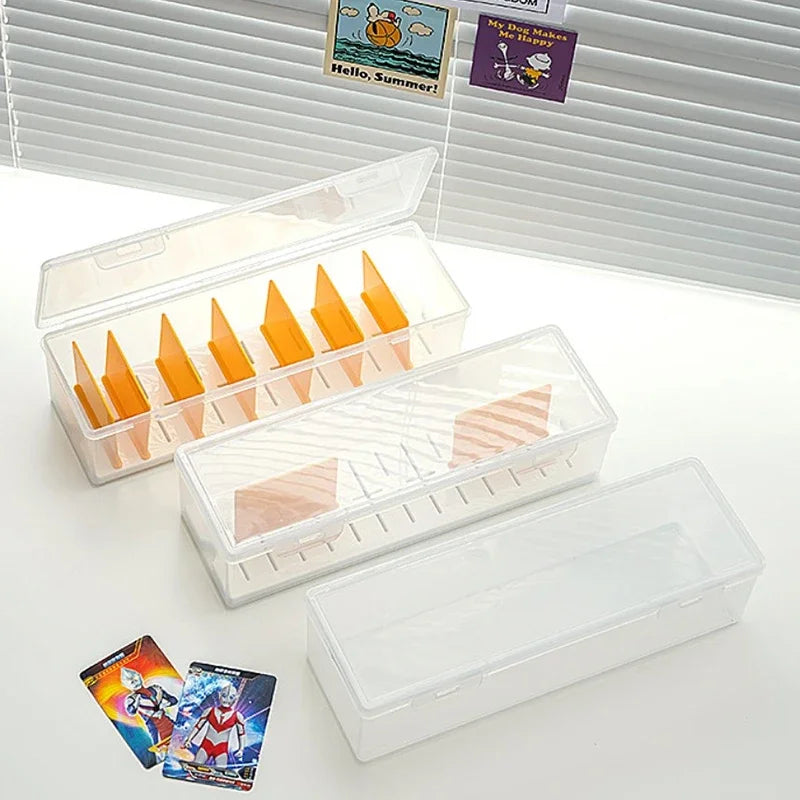 Clear Trading Card Storage Box with Adjustable Dividers