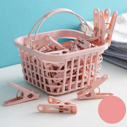Plastic Clothespins with Storage Basket for Laundry & Home