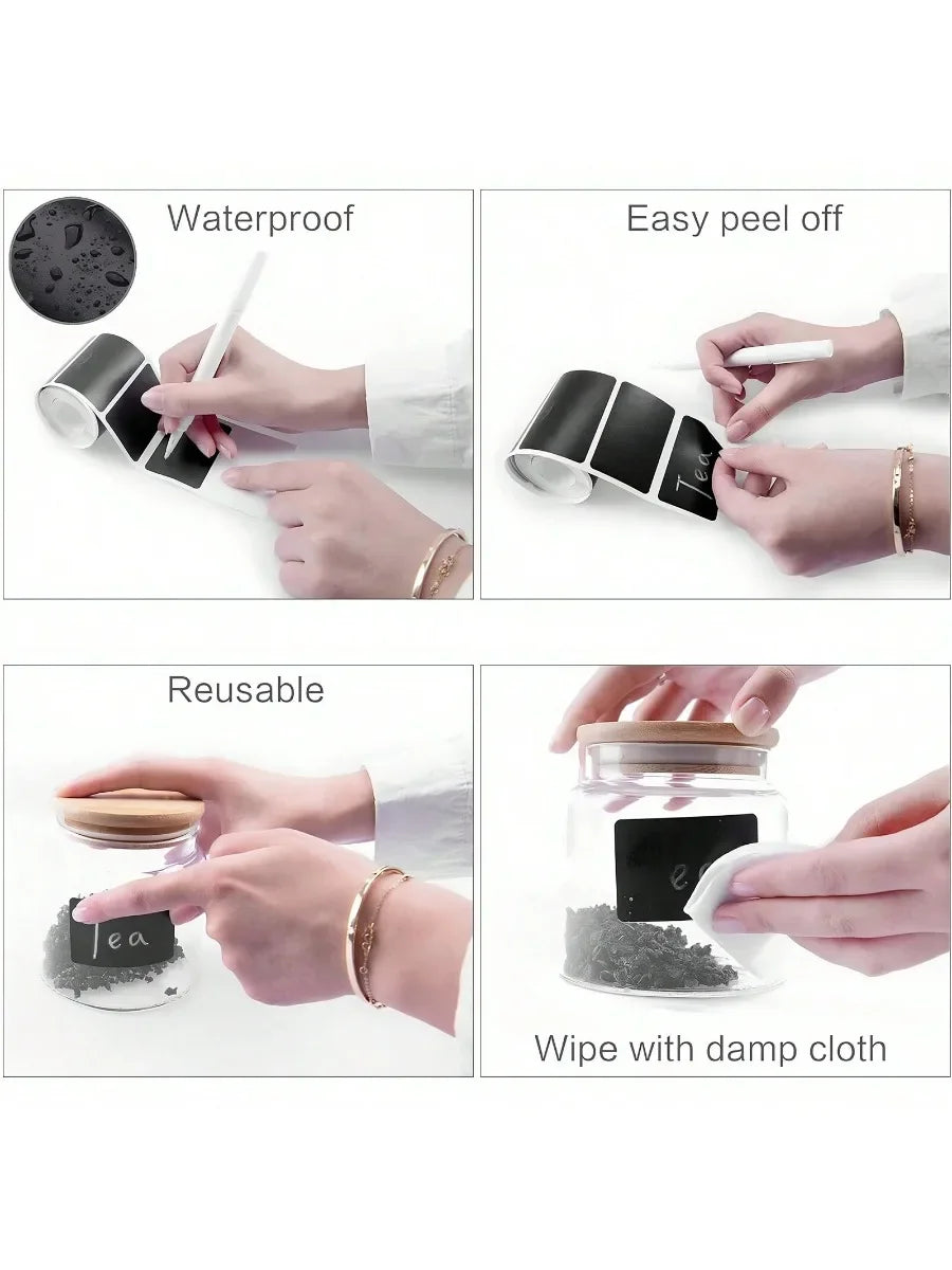 Black Waterproof Reusable Label Stickers