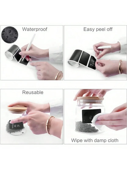 Black Waterproof Reusable Label Stickers