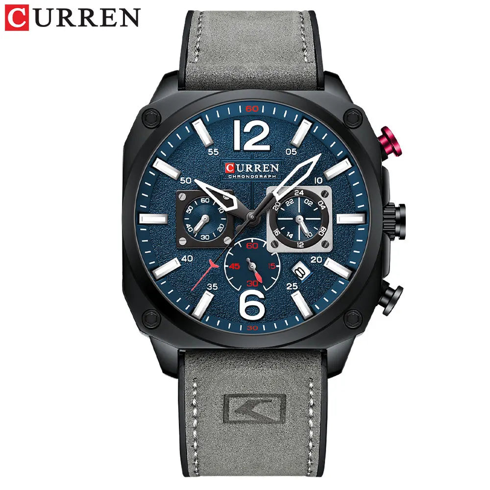 CURREN 8398 Men's Leather Quartz Chronograph Watch