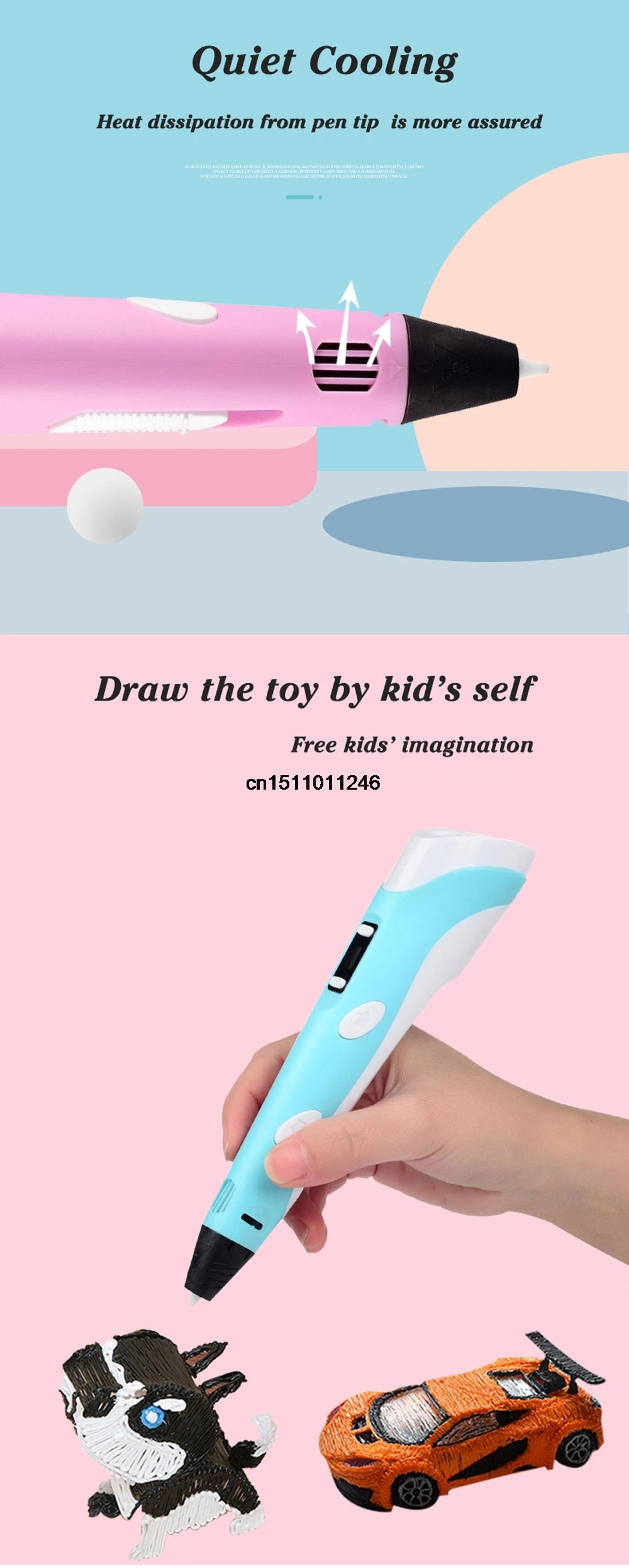 JuniorCare 3D Printing Pen with PLA Filament & Travel Case