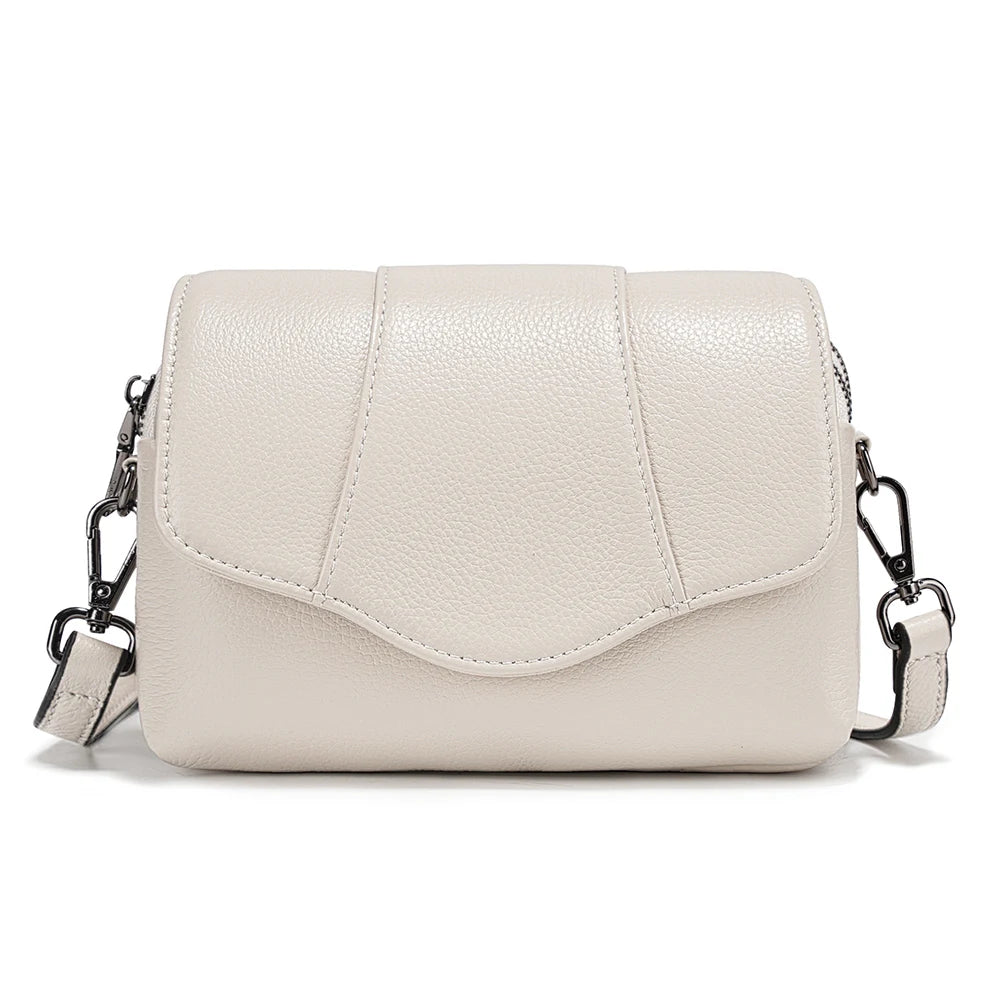 Genuine Leather Multi-Compartment Crossbody Bag