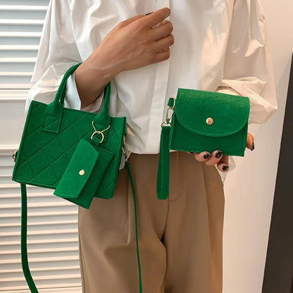 Felt Tote, Crossbody Bag & Wallet Set for Everyday Use