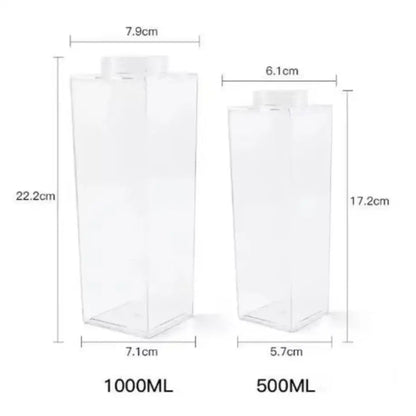 500/1000ml Transparent Milk Box Style Water Cup with Lid