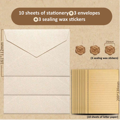 Kraft Paper Envelopes & Letter Sheets with Wax Seal Stickers