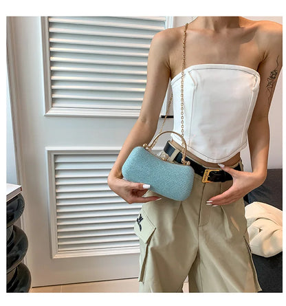 Heart-Shaped Evening Clutch Bag with Chain Strap