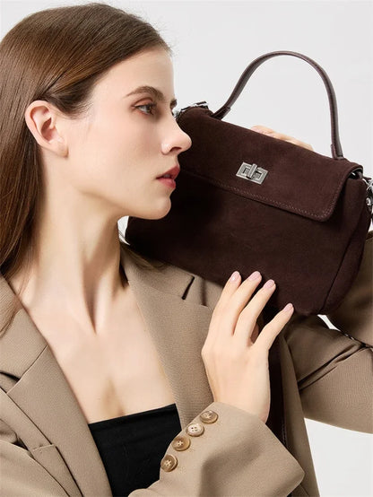 Women’s Suede Leather Flap Shoulder & Crossbody Bag