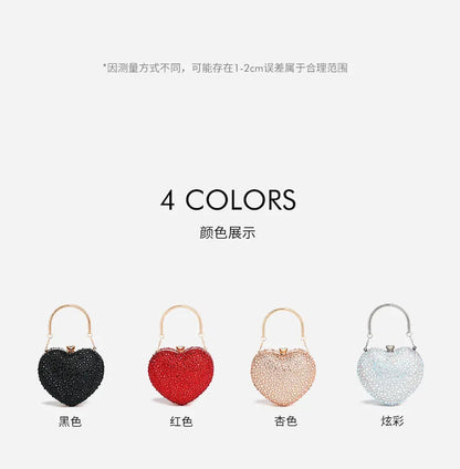 Luxury Heart Crystal Rhinestone Evening Clutch Bag