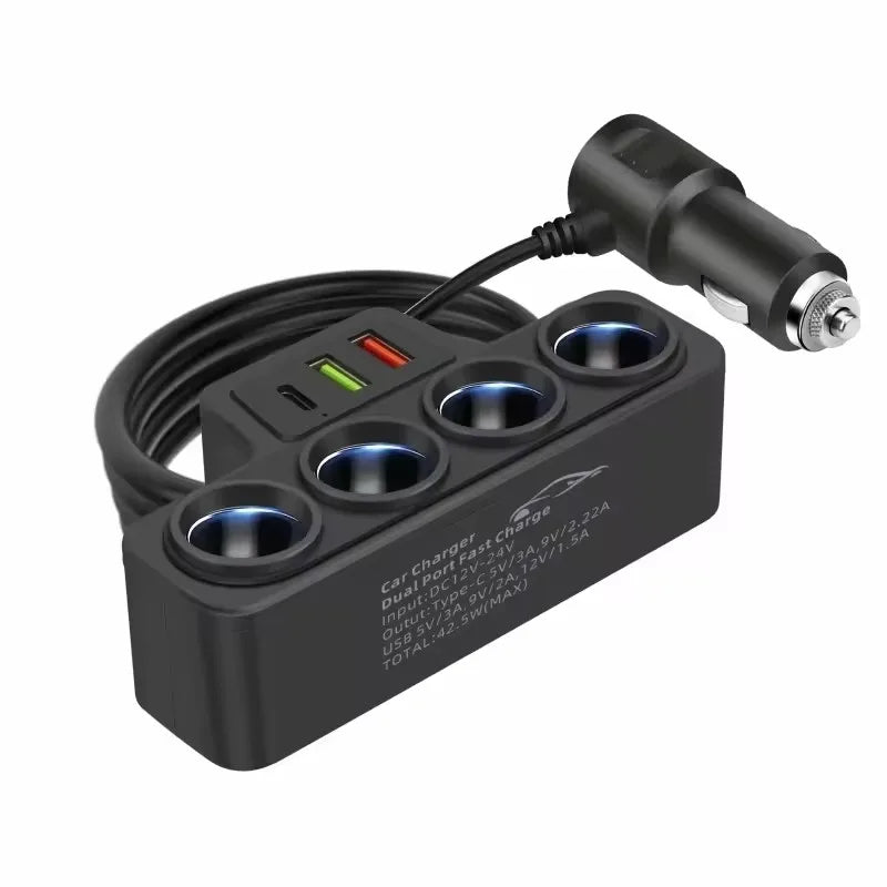 120W 4-Port Car Charging Adapter