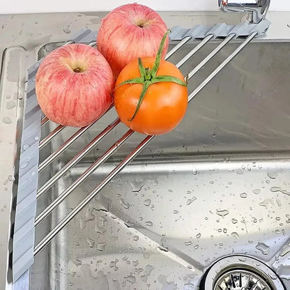 Foldable Triangular Roll-Up Dish Drying Rack for Kitchen Sink