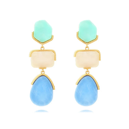 Long Geometric Style Drop Earrings