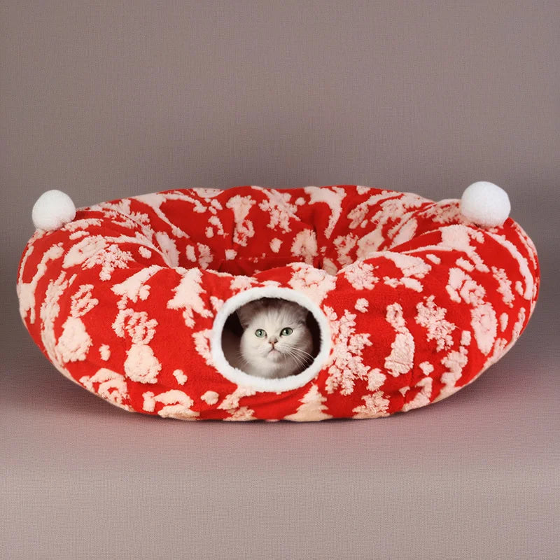 Foldable Plush Cat Tunnel