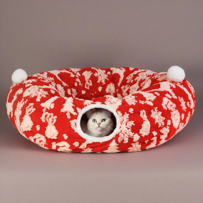 Foldable Plush Cat Tunnel