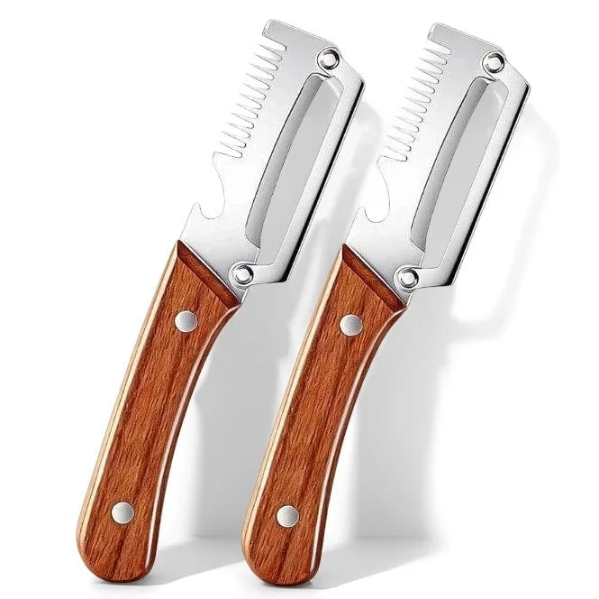 3-in-1 Stainless Steel Vegetable & Fruit Peeler with Oak Handle