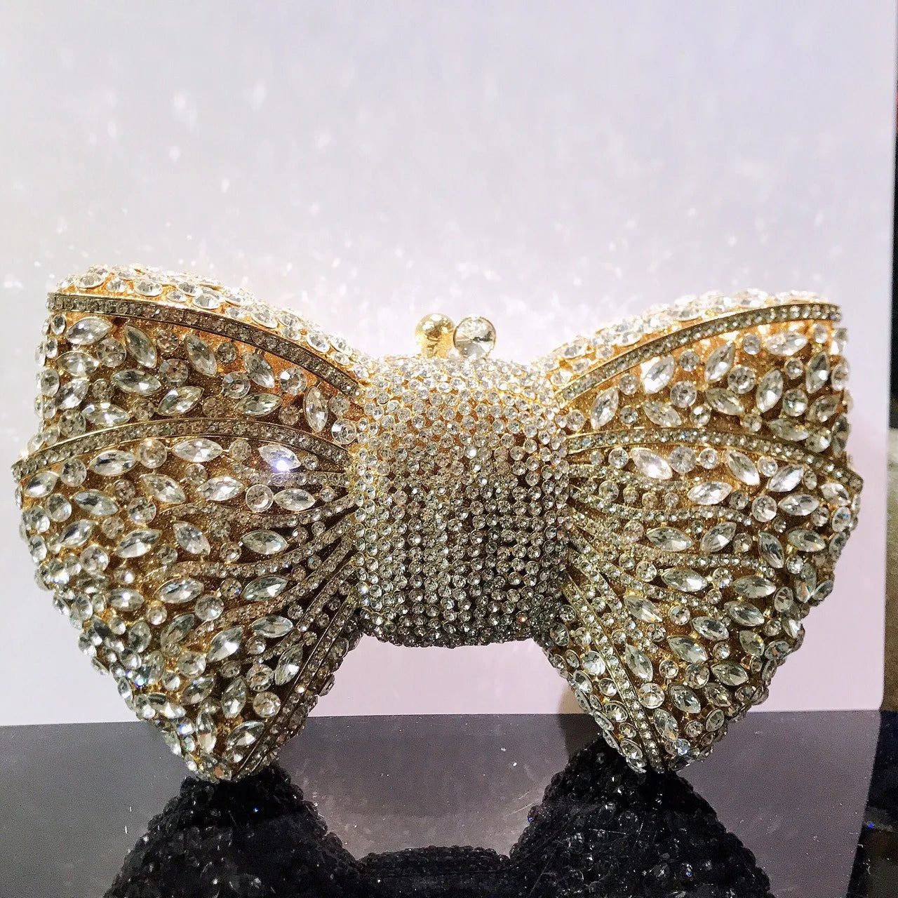 Rhinestone Bow Evening Clutch