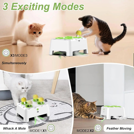 Automatic Whack A Mole Interactive Cat Toy