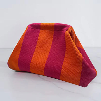 Striped Knit Cloud Clutch Bag