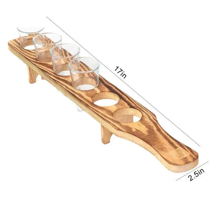 Wooden Tequila Glass Serving Tray Set