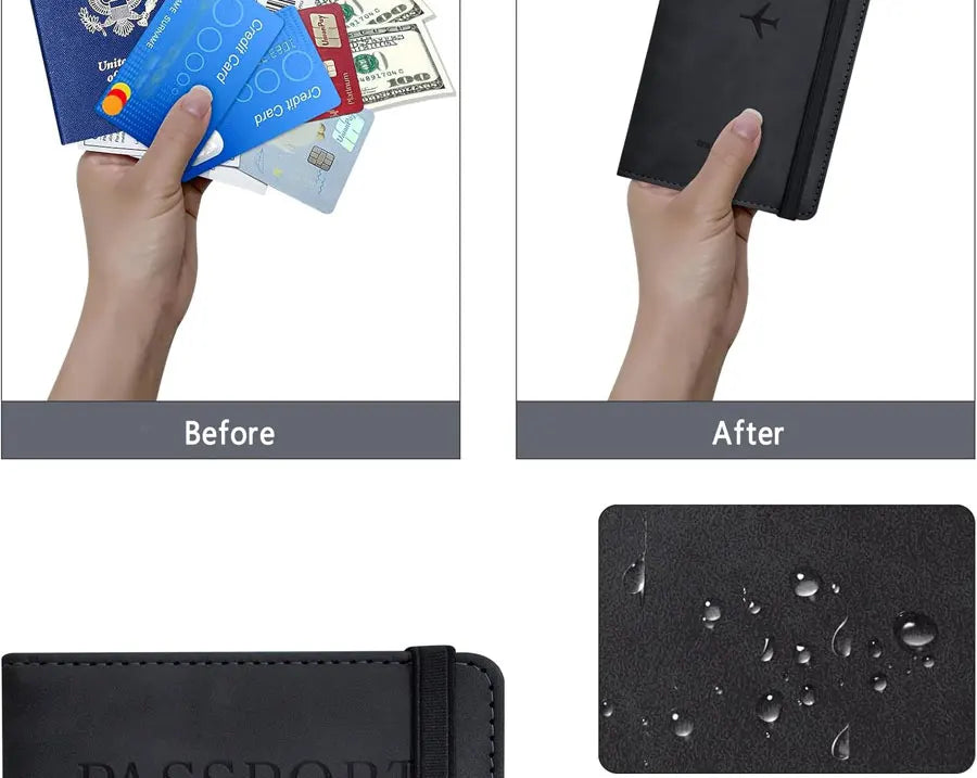 PU Leather Passport Cover & Document Organizer